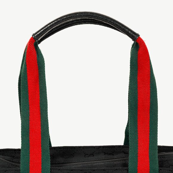 Gucci Black GG Canvas Web-Strap Small Tote - Picture 6 of 13
